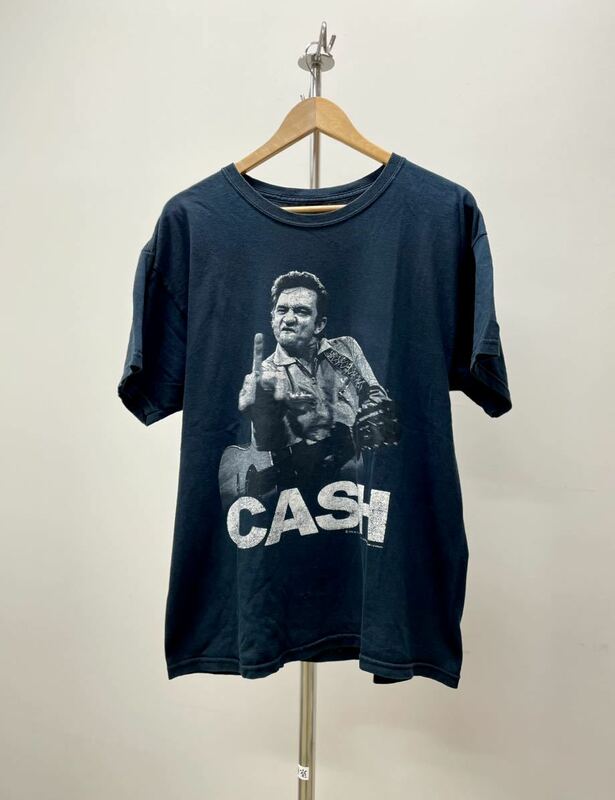 00s Johnny Cashジョニーキャッシュ Tシャツ 半袖 メンズ 黒 炭 コピーライトあり プレスリー バンTビンテージvintageロック three face