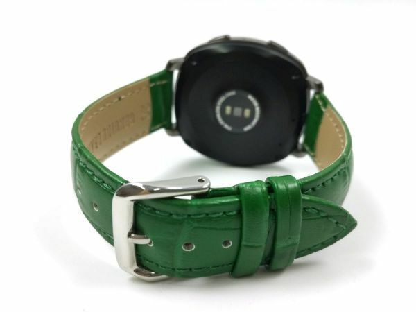 時計交換ベルト クロコ型押し 本革レザー バネ棒 工具付き 20mm グリーン