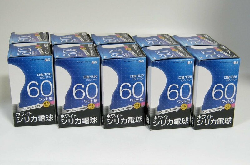 やさしい明るさが魅力★ホワイトシリカ電球60W形10個/セット