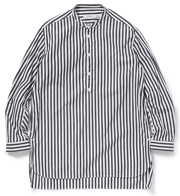 nonnative ノンネイティブ OFFICER PULLOVER SHIRT COTTON BROAD LONDON STRIPE ブラック/ホワイト 1 ストライププルオーバー長袖シャツ