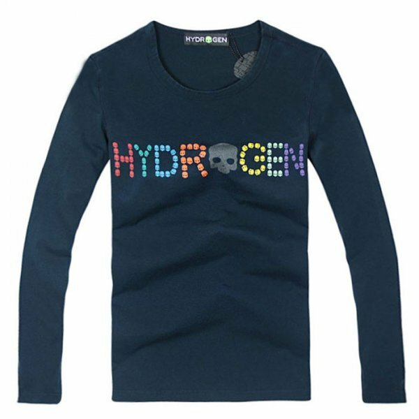 美品◆【格好良く】【通気品】メンズTシャツHYDROGENハイドロゲン長袖トップス濃紺M