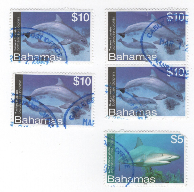 バハマ国(Bahama) 使用済切手/Bhamas10＄x4, 5＄X1(中古)