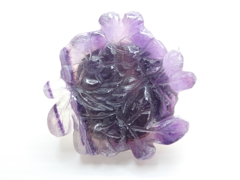 B501　帯留め　天然石　アメジスト　紫水晶　花彫刻　　和装小物/Japanese Kimono Jewelry