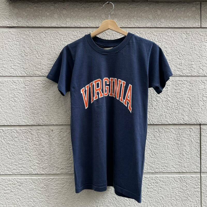 80s 90s USA古着 ネイビー プリントTシャツ 半袖Tシャツ 紺 VIRGINIA カレッジ ワッペン ワンポイント アメリカ古着 vintage ヴィンテージ