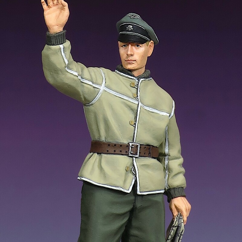 [174] 完成品 1/35 フィギュア WW2 ドイツ軍 ドイツ兵 武装親衛隊 指揮官 冬季 Painted and Built Figure 50mm