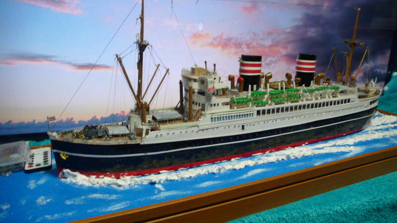 築山商船模型が製作した模型船　　日本郵船　客船　浅間丸　航海中模様