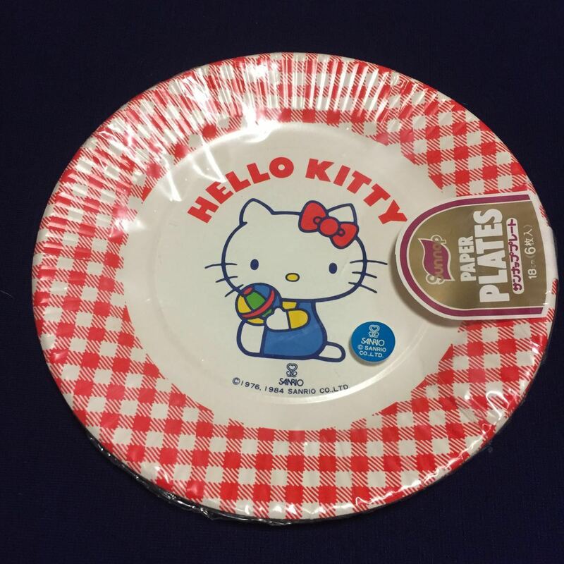 昭和レトロ 激レア希少品 サンリオ1984年製ハローキティ ペーパープレート 紙皿 6枚入り 当時物