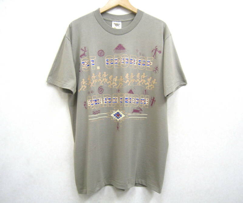 未使用品■TENNESSEE RIVER USA製 1995年 ST.GEORGE マラソン Tシャツ 90’s ヴィンテージ メンズ サイズL カーキ系