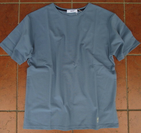 SALE！鹿の子素材のバスクシャツ！FDLT(USA)リラックスフィット仕様！FDLT・バスクシャツ・ソリッドカラー！ブルー：Lサイズ