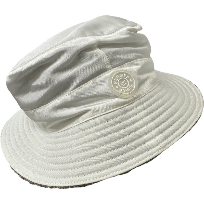エルメス HERMES ハット 帽子 ホワイト アイボリー 071020n-17 本物保証 未使用 サイズ表記58　