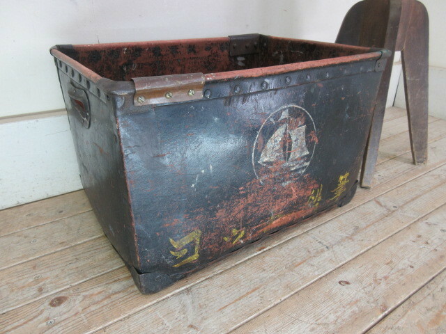 古いヨット鉛筆のボテ箱P993 　アンティーク昭和レトロカブラビット店舗什器カフェ什器無垢材古家具