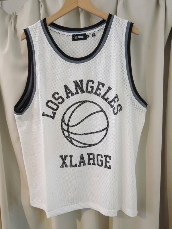 X-LARGE XLARGE エクストララージ BASKETBALL JERSEY メッシュ タンクトップ ホワイト XLサイズ 最新人気商品 送料￥230～