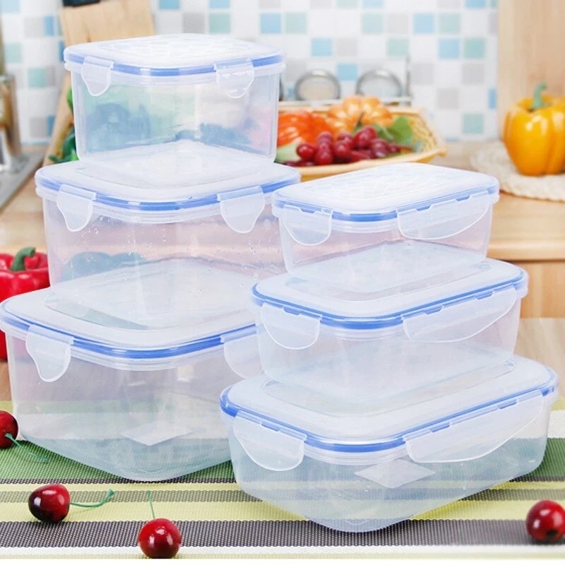 果物や野菜の保存用の3個の食品貯蔵電子レンジ透明弁当箱 長方形