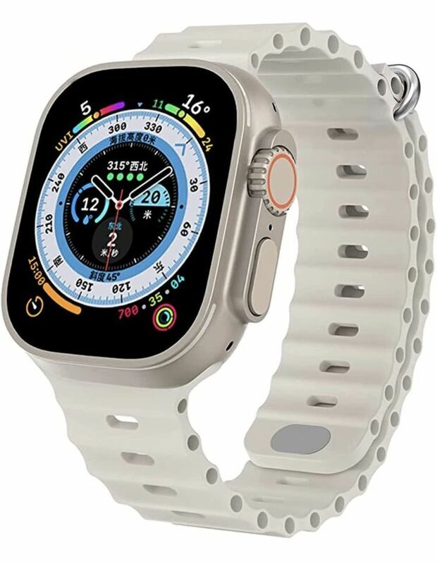 Apple Watch オーシャンバンド　シリコンスポーツバンドアップルウオッチバンド42/44/45/49mm 防水　スターライト　色変更可能