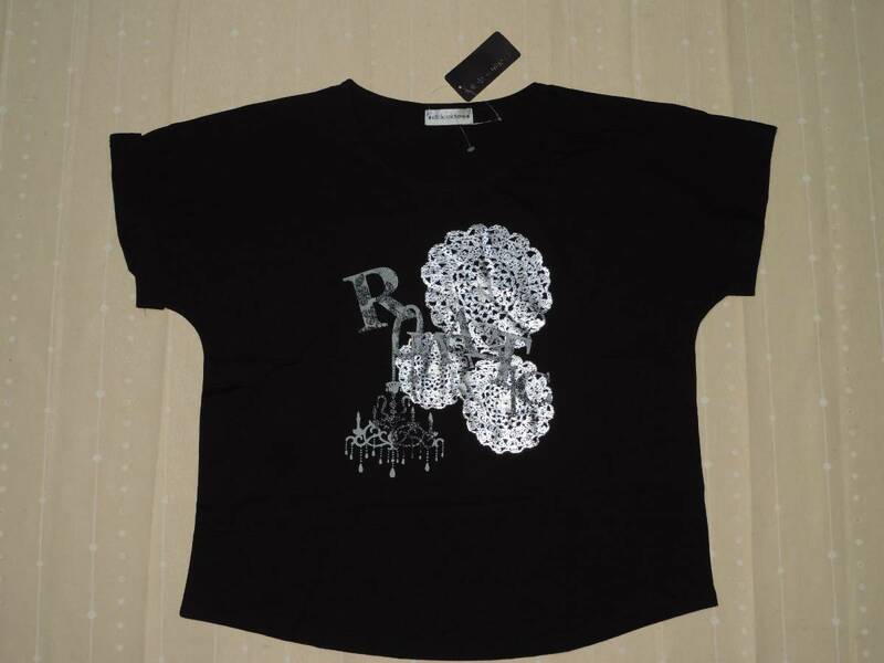 ☆新品☆ell　de coutupeの英文字シャンデリアプリント黒の半袖Tシャツ☆３Lサイズ☆
