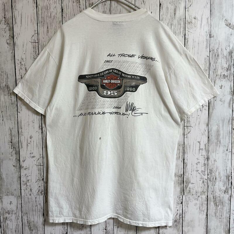 90's HARLEY DAVIDSON ハーレーダビッドソン 95周年 ビンテージTシャツ 両面プリント USA製 90年代ヴィンテージ HTK1490