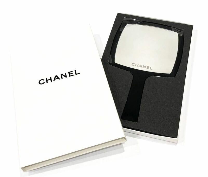 未使用 CHANEL シャネル ハンドミラー 手鏡 ノベルティ ココマーク ロゴ スクエア ブラック 送料無料