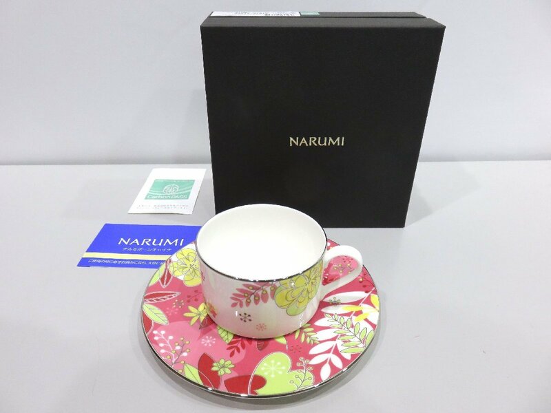 【76】未使用品 NARUMI ナルミ フローラルパラダイス カップ＆ソーサー ピンク ティー コーヒー 箱付 撮影の為開封