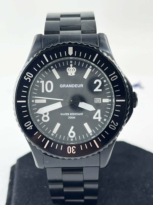 未使用 GRANDEUR グランドール GSXシリーズ メンズ腕時計 GSX047W2 ブラック 20気圧防水 タグ付き VV