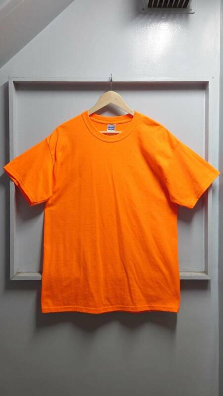 GILDAN “Ultra Cotton” クルーネック ソリッド Tシャツ オレンジ L 半袖 無地