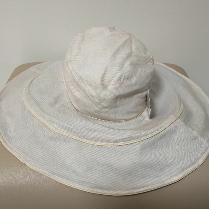 マキシン　シルクコットン　つば広帽　帽子　ハット　uv加工　一級遮光　サイズ調節可　17cm ライトベージュ