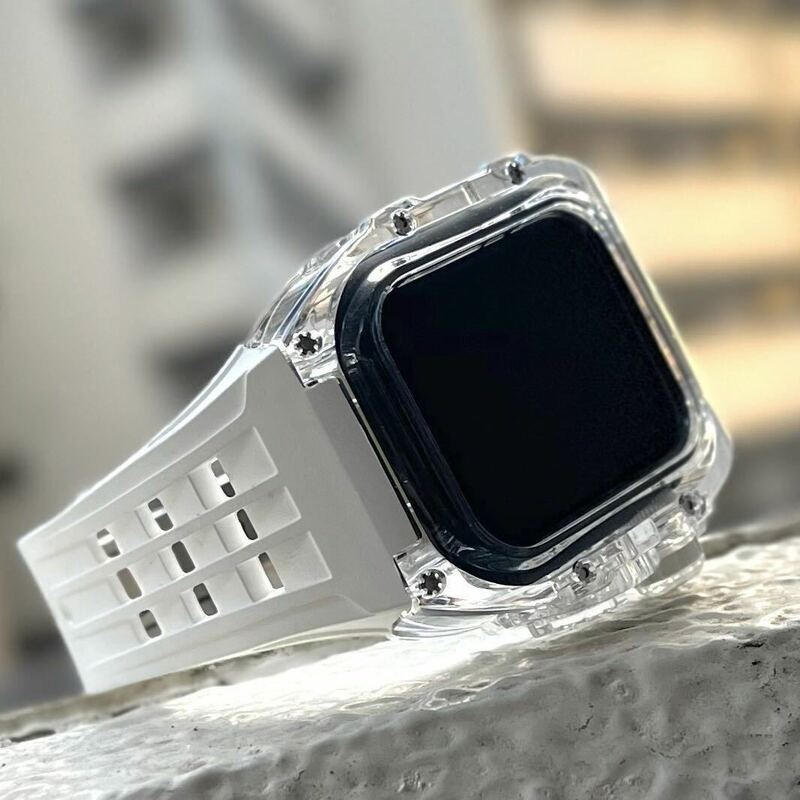 Apple Watch ホワイト　ヴァイトンラバーバンド　ケース　カバー　アップルウォッチ