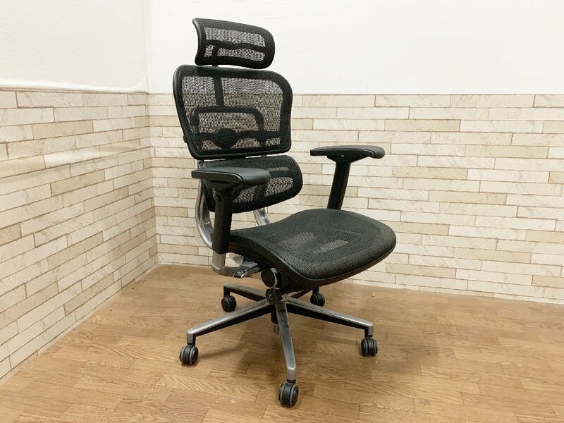 Ergohuman Basic エルゴヒューマンベーシック オフィスチェア デスクチェア 椅子 高機能 ハイタイプ ヘッドレスト メッシュ(貝392)