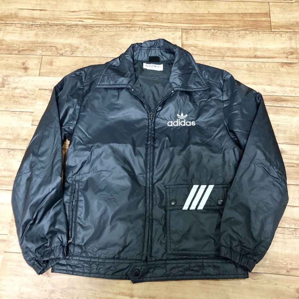 アディダス adidas ナイロンジャケット ブラック Mサイズ デサント ヴィンテージ ブルゾン ジップアップ