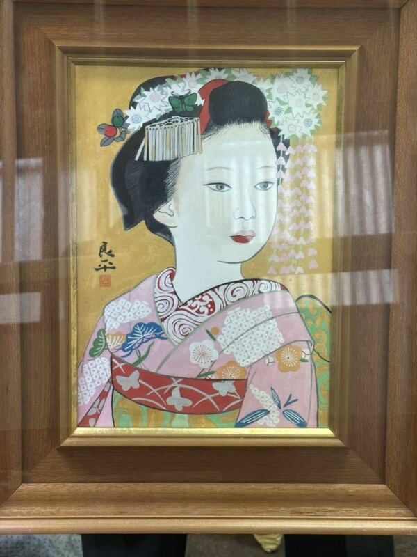 三輪良平　真作 美人画 絵画 日本画　お値段の交渉を承ります。ご遠慮なくお申し付け下さい。