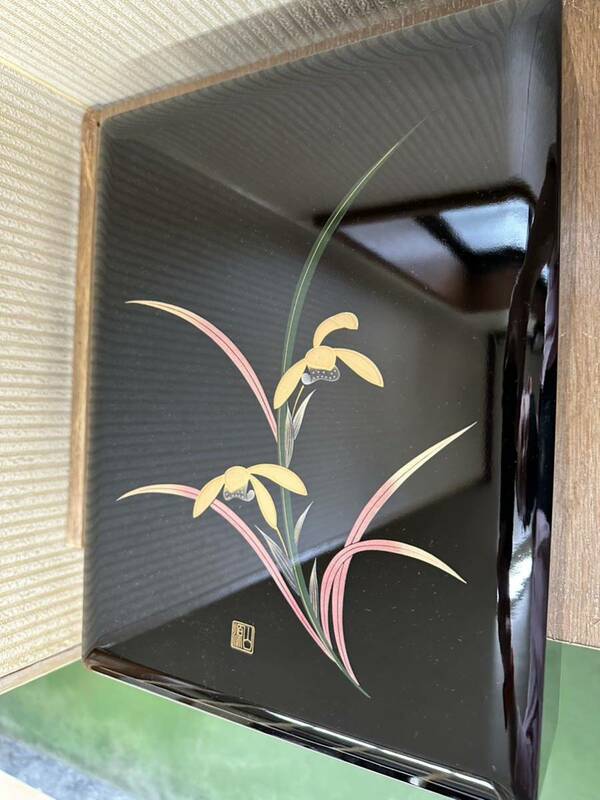 文箱　会津塗り　山源作　蒔絵 会津漆器 硯箱 木製 お値段の交渉を承ります。ご遠慮なくお申し付け下さい。