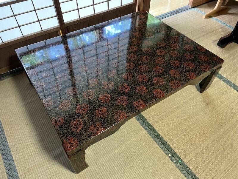 美品！日本伝統工芸 津軽塗 唐塗 座卓 テーブル 大きさ：121㎝×91㎝×高さ33㎝ 重要無形文化財