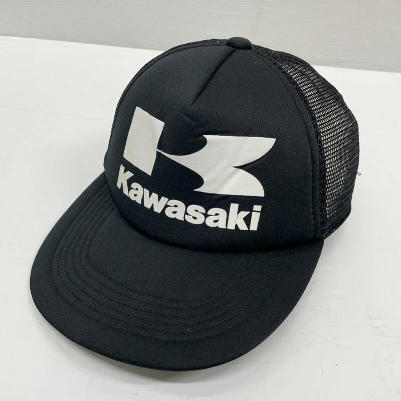 送料無料h47104 Kawasaki カワサキ ロゴ キャップ 帽子 メッシュ ブラック