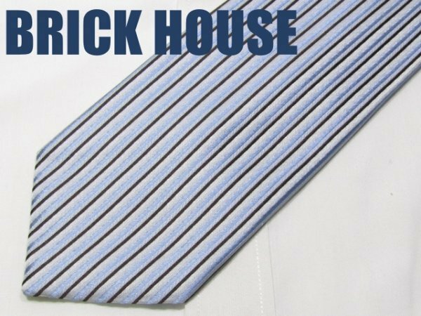 D 194 ブリックハウス BRICK HOUSE ネクタイ 青色系 ストライプ ジャガード