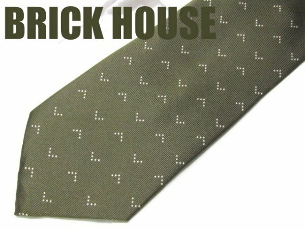 D 171 ブリックハウス BRICK HOUSE ネクタイ 緑色系 小紋柄 ジャガード