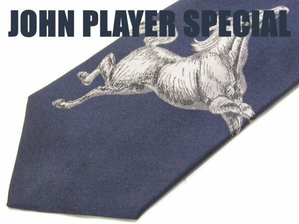 D 470 【馬柄】ジョーンプレイヤースペシャル JOHN PLAYER SPECIAL　ネクタイ　青色系　馬柄　ジャガード