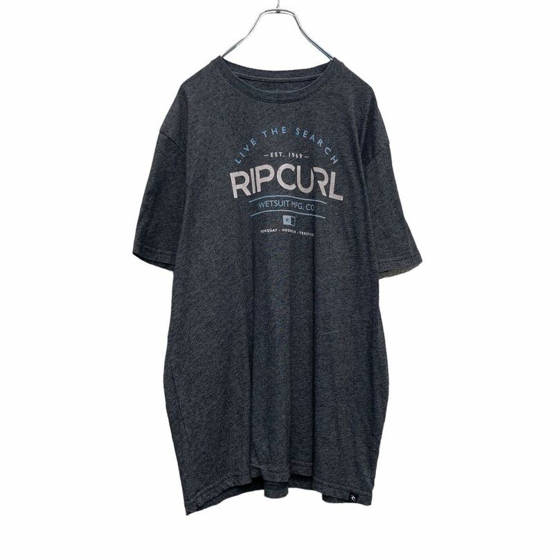 RIP CURL 半袖 プリント Tシャツ L グレー ホワイト ブルー ロゴ 古着卸 アメリカ仕入 a506-5705