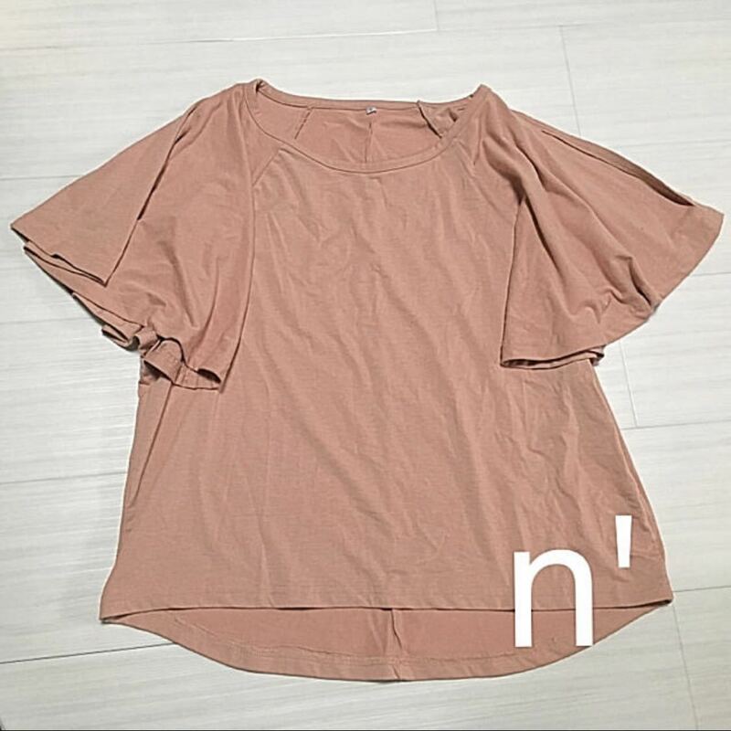 n' 肩開き フレアスリーブ イレギュラー Tシャツ/カットソー S 半袖Tシャツ トップス ピンク