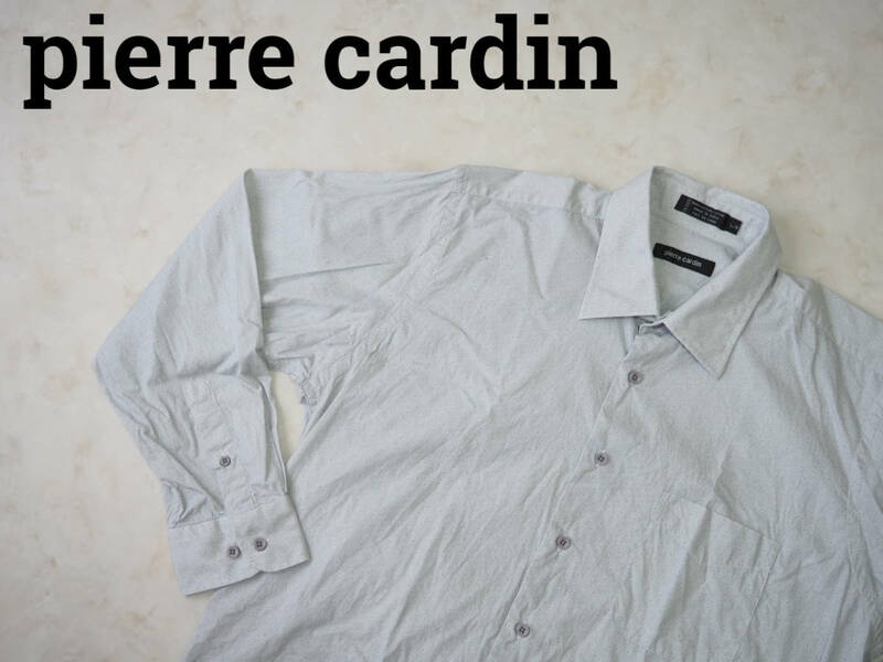 ☆送料無料☆ pierre cardin ピエールカルダン USA直輸入 古着 長袖 総柄 胸ポケット付き シャツ メンズ L グレー トップス 中古 即決