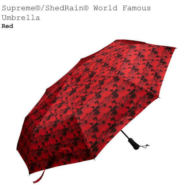 新品 未使用 国内正規品 ◆ Supreme 18ss Week11 ShedRain World Famous Umbrella 傘 Red/赤 ◆ 半タグ付 代官山店舗購入商品