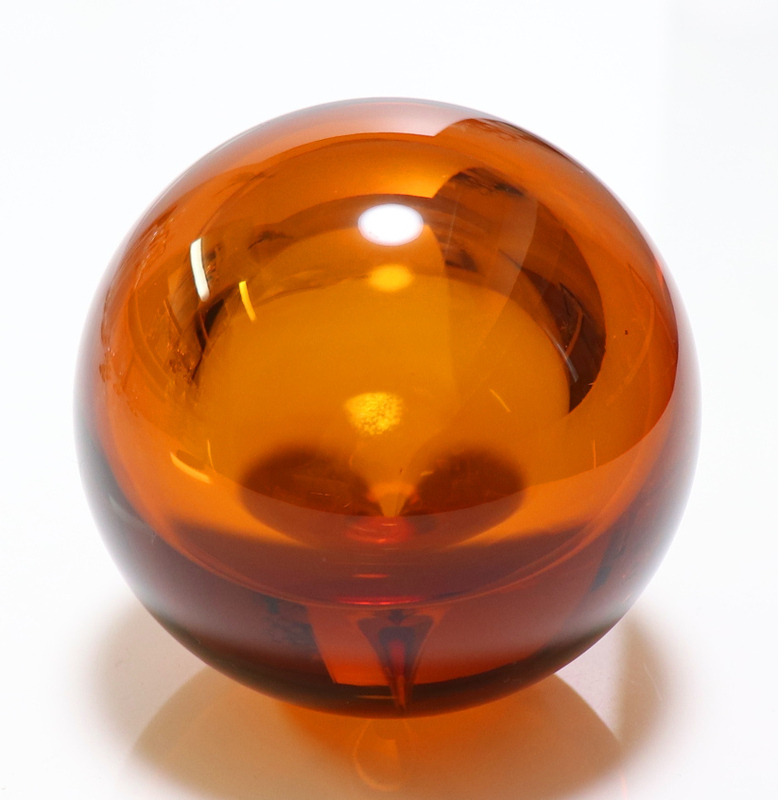 バカラ (BACCARAT) 激レア 高級 シリウスボウル 琥珀色 水晶玉 クリスタルガラス製 アンバー ペーパーウェイト オレンジ 超希少 球体 丸