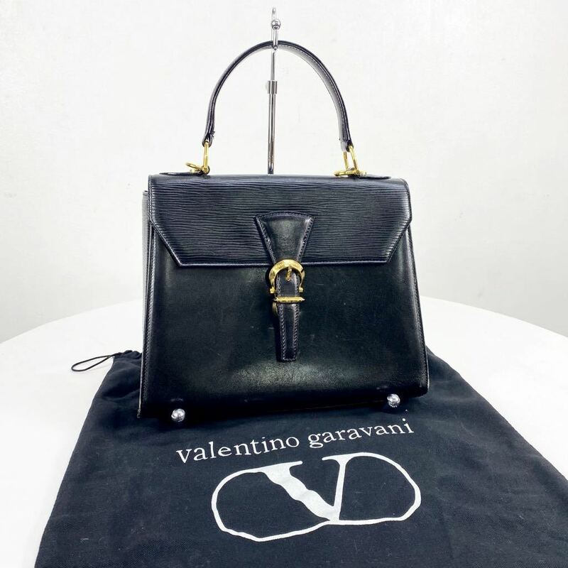 美品　VALENTINO GARAVANI ヴァレンティノガラヴァーニ ブラック　レザー　ハンドバッグ　鞄
