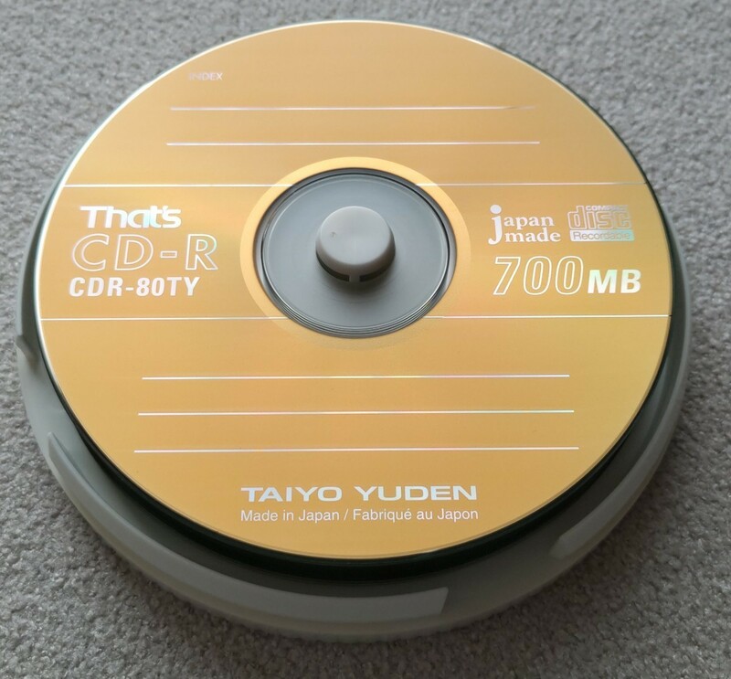 ★未使用★That's 太陽誘電 CD-R 10枚 スピンドルケース入 CDR-80TY10 未使用 日本製 CD-R Gold Disc ザッツ CDR