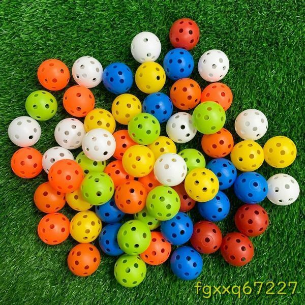Fy745：★人気　24個 42MM エアフロー カラープラスチック 屋内練習ゴルフボール 穴あき