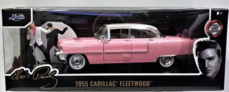 再入荷【Jada Toys】1/24 1955年 キャデラック フリートウッッド "エルビス・プレスリーのフィギュア＆ピンク キャデラック ”