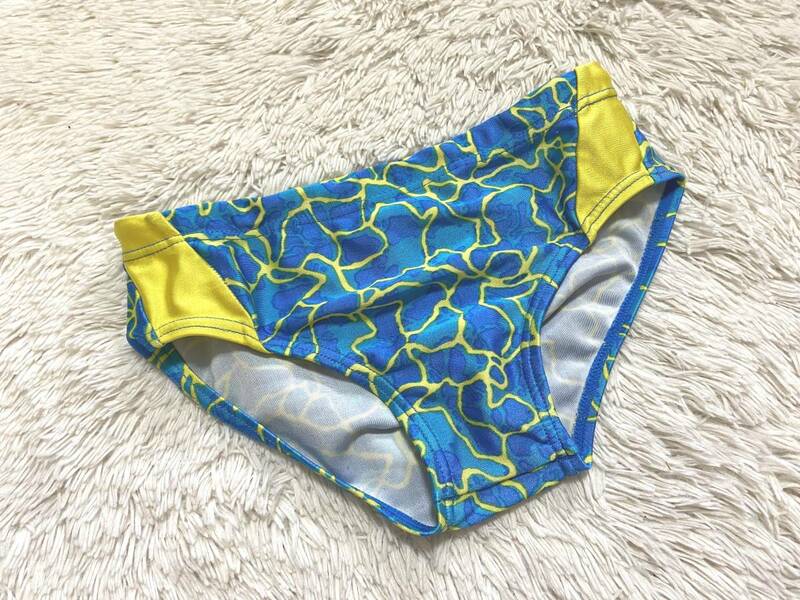 ●男の子水着 １４０（J-１１）●大栄商会◆日本製*ぴったり水泳パンツ*水着パンツ：青　黄色