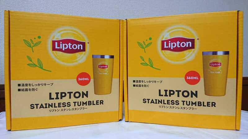 リプトン ステンレス タンブラー 2個set 360ml LIPTON STAINLESS TUMBLER 紅茶 レモンティー ミルクティー TEA イエロー 保温 保冷 COFFEE