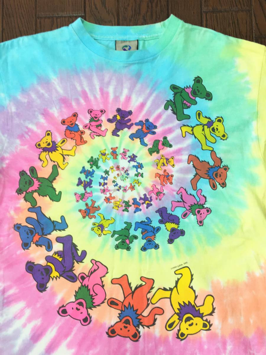 リキッドブルー LIQUID BLUE グレイトフルデッド GratefulDead 渦巻き タイダイ Tシャツ S デッドベア ダンシングベア ロック バンド