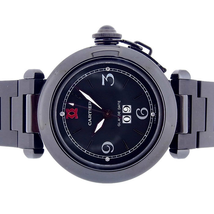 【カルティエ】パシャ グランデデイト ブラックアウト 自動巻 美品 時計 Cartier