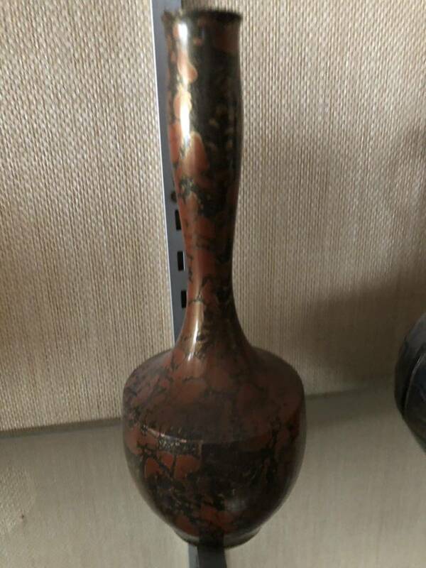 鋳銅製花瓶（清流型）　年代物　昭和アンティーク　レトロ　コレクション　送料込み