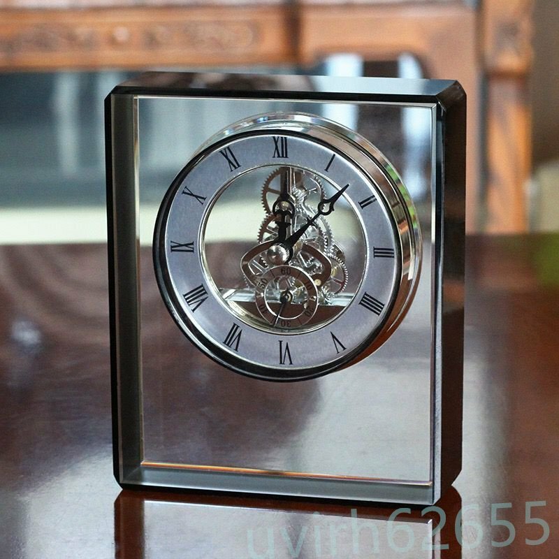 高品質 ☆置時計 機械式 時計 装飾 リビング クリスタル 風 インテリア コレクション スケルトン おしゃれ ウォッチ